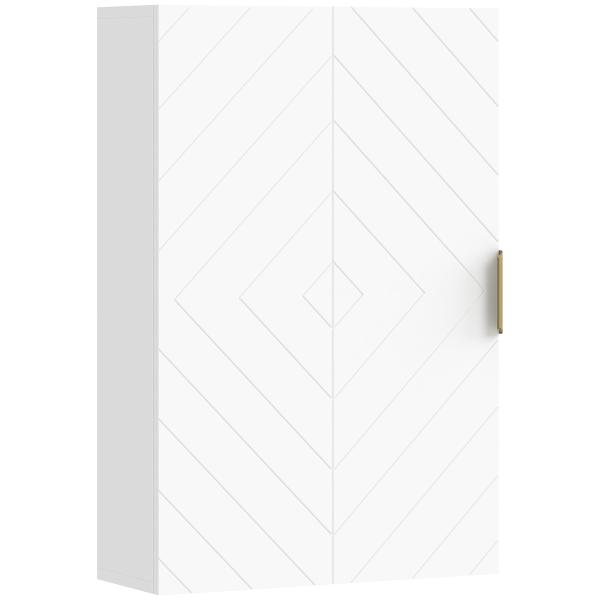 Armário Casa de Banho de Parede Moderno com 1 Puxador de Aço e Prateleiras Ajustáveis 40x15x60 cm Branco