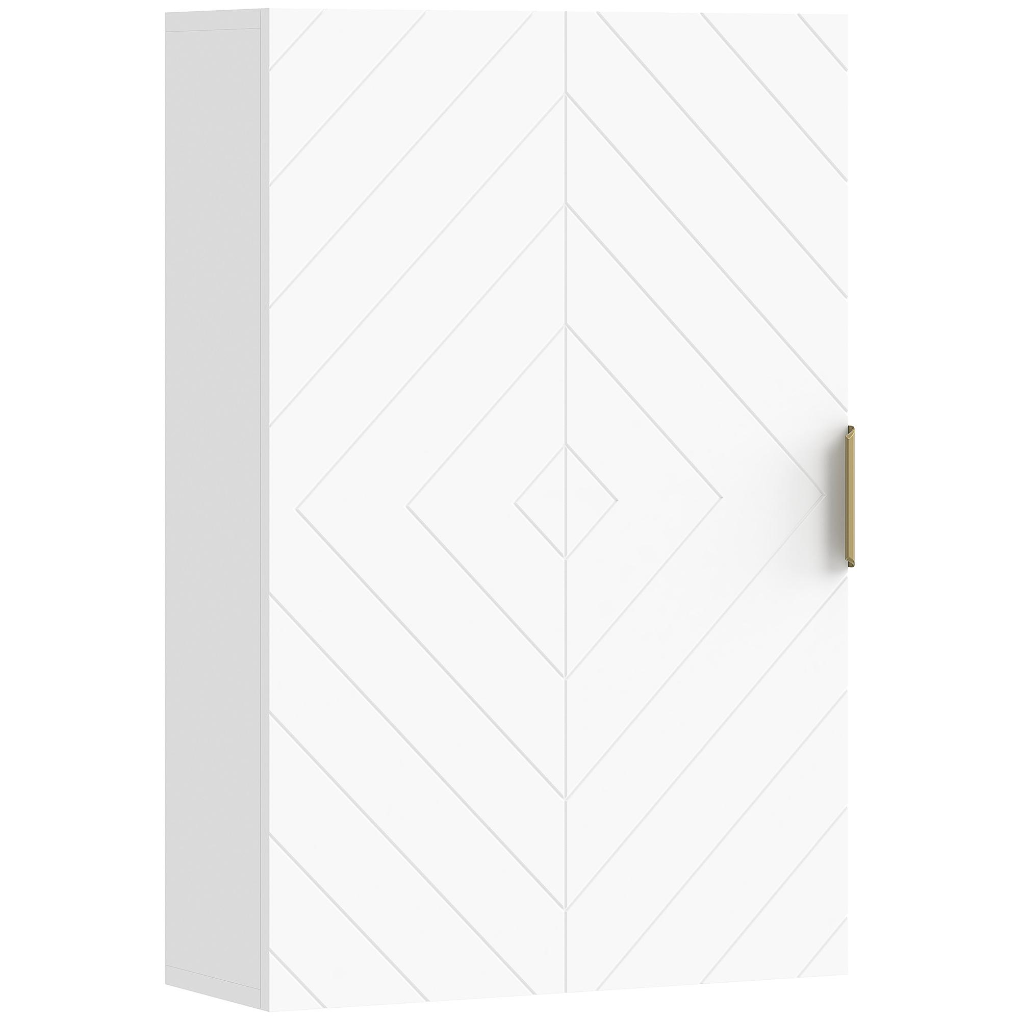 Armário Casa de Banho de Parede Moderno com 1 Puxador de Aço e Prateleiras Ajustáveis 40x15x60 cm Branco