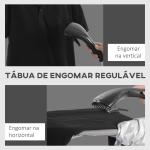 Ferro de Engomar a Vapor 1800W Temperatura Ajustável 11 Níveis Depósito de 2 L Aquecimento em 38s 35x25x47 - 118,5 cm Preto