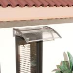 Marquise para Portas e Janelas 100x75 cm Toldo de Proteção contra Sol e Chuva com Cobertura de Policarbonato e Barra de Alumínio Transparente