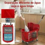 Balde de Limpeza com Escorredor Painel Separador e Rodas Capacidade de 20L para Limpezas Domésticas 45x26,5x70 cm Vermelho