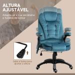 Cadeira de Escritório com 6 Pontos de Massagem Reclinável até 130° com Função de Aquecimento 68x72x110 - 120 cm Azul