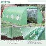 Estufa Tipo Túnel 590x300x200cm com Porta Enrolável 8 Janelas Cobertura de PE 140g/m² e Tubo de Aço para Cultivos de Plantas Verduras Verde