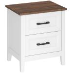 Mesa de Cabeceira Mesa de Cabeceira com 2 Gavetas Estilo Rústico 45x30x50 cm Branco