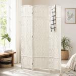 Separador de Ambientes de 3 Painéis Biombo Dobrável 135x180 cm Polipropileno Branco