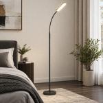 Candeeiro de Pé LED com Controlo Remoto e Tátil 5 Modos de Iluminação Temporizador de 60 Minutos Memória Ø22x175 cm Preto