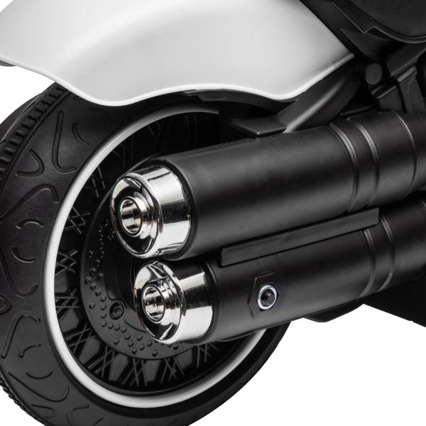 Motocicleta Elétrica para Crianças de 18 - 36 Meses com Bateria 6V Farol e Rodas Auxiliares Removíveis 76x42x57 cm Branca
