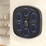 Máquina de Boxe Musical com 9 Modos de Velocidade Luvas e Conexão Bluetooth Luzes LED 41,8x44,6x7,5 cm Preto