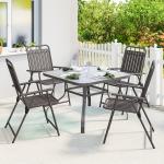 Conjunto de 4 Cadeiras Dobráveis para Jardim com Apoios de Braços Encosto e Assento Estrutura Metálica 55x63x93 cm Castanho