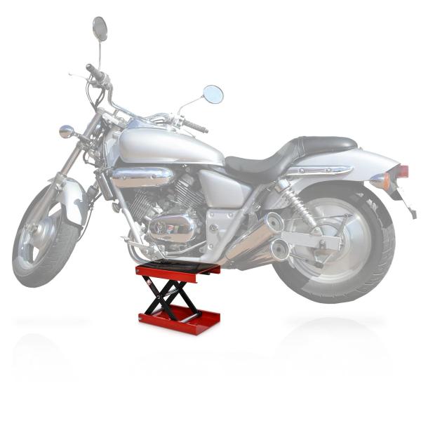 Plataforma de Elevação Tipo Tesoura com Altura Ajustável Carga 500kg 41,5x23,5x10 - 37cm Preto e Vermelho