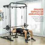 Máquina Multi Estação de Musculação Máquina de Musculação com Suporte para Agachamentos e Barra para Pesos 210x132x225 cm Preto