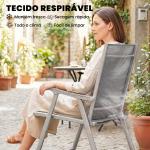 Conjunto de 4 Cadeiras de Campismo Dobráveis Cadeiras de Jardim com Tecido Textilene Respirável 58x62x97 cm Cinza Claro
