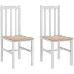 Conjunto de 2 Cadeiras de Sala de Jantar com Encosto de Ripas Estrutura de Madeira de Pinho 38,5x47,5x99 cm Branco