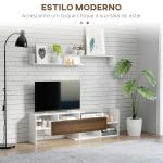 Móvel de TV Moderno Móvel para Televisores 153,6x25x42 cm e Prateleira de Parede 150x14,5x16,3 cm Branco e Marrom