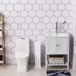 Armário de Casa de Banho Estreito com Orifício para Papel Higiénico e Prateleiras Estilo Moderno 19,5x19,5x65 cm Branco