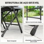 Conjunto de Mesa e Cadeiras de Jardim com Mesa Dobrável Ajustável de 55 a 74 cm e 4 Cadeiras Dobráveis para Terraço Cinzento