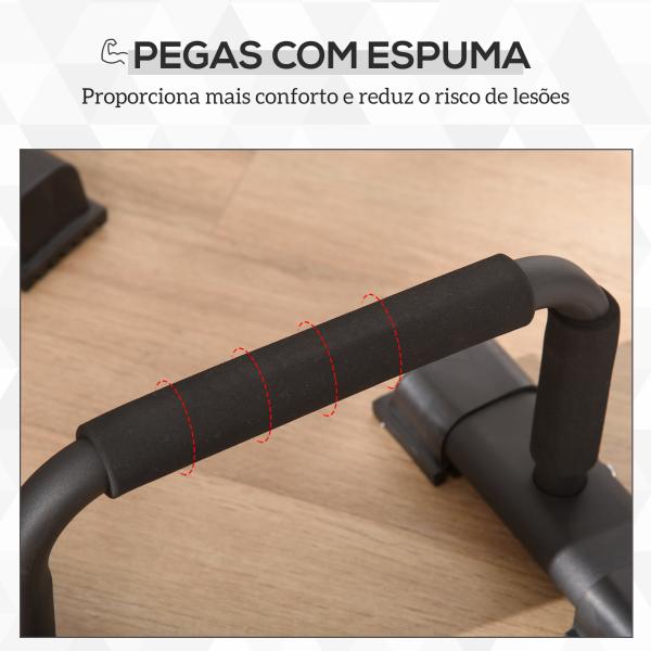 Barras Paralelas em Aço com Base Antiderrapante e Pegas Acolchoadas para Treino de Fitness 36x25x20 cm Preto