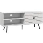 Móvel de TV para Televisores de até 65 Polegadas com 2 Prateleiras Abertas 1 Armário com Portas 145x38x65 cm Branco