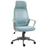 Cadeira de escritório ergonômica Cadeira de mesa inclinável ajustável em altura com encosto de braço Encosto de cabeça 5 rodas Suporta até 120 kg 64x58x116 - 126 cm Azul