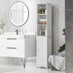 Coluna Casa de Banho com 3 Compartimentos de Armazenamento Porta e Prateleiras Ajustáveis 34x23x165 cm Branco