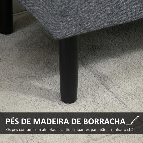 Banco para Pé de Cama Acolchoado com Espaço de Armazenamento Banco Multifuncional com Braços Tampa e Pés de Madeira para Dormitórios Sala de Estar 116x44x58 cm Cinza