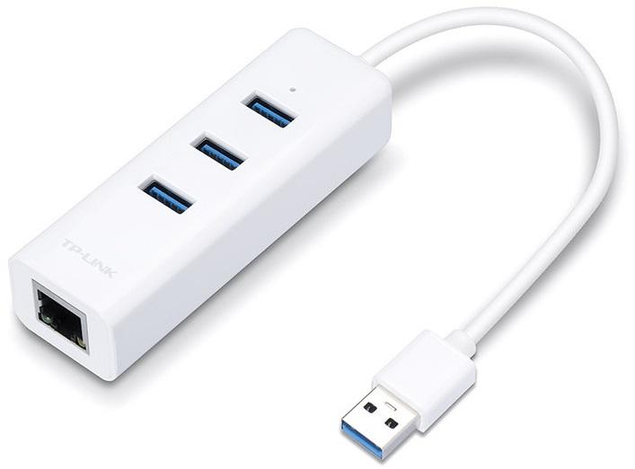 Placa de Rede Externa (RJ45) USB3.0 c/ HUB 3x USB3.0 Fêmea - TP - LINK