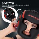 Capacete de Boxe com Correia Ajustável Protetor de Cabeça para Artes Marciais Karate Tamanho L Vermelho e Preto