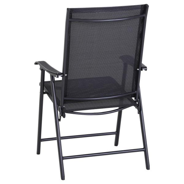 Conjunto de 2 cadeiras dobráveis para exterior com apoio de braços Cadeiras para varanda Jardim Terraço 58x64x94 cm Preto Carga 100kg