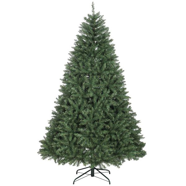 Árvore de Natal Artificial 210 cm com 2641 Ramos e Base Metálica Dobrável, Realista e Frondosa, Verde