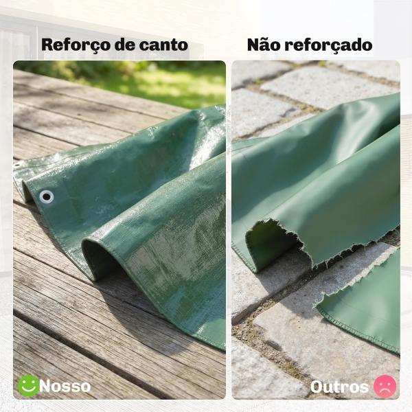 Lona Impermeável Exterior 6x8 m Toldo PE 90 g/m² Proteção UV com Ilhós Reforçados para Lenha Móveis de Jardim Verde