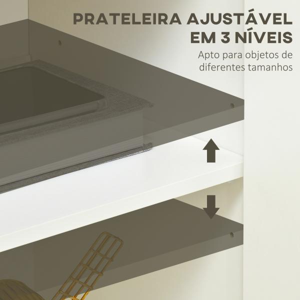 Aparador de Sala de Estar Armário de Armazenamento com 2 Portas e Prateleira Ajustável 80x37x75 cm Branco e Madeira