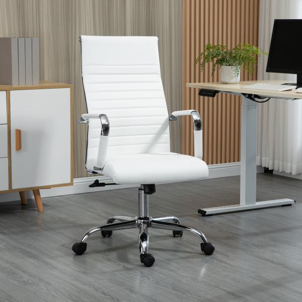 Cadeira de Escritório Ergonómica Giratória 360° Basculante com Altura Ajustável 54x62x104 - 114 cm Branco