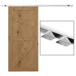 Ferragem para Porta Corredeira 186cm Kit de Acessórios para Porta Corredeira de Madeira com Trilho de Metal e 2 Roldanas Prata