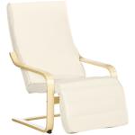 Poltrona Relax com Apoio para os Pés Ajustável Estofada em Tecido com Estrutura de Madeira 66,5x94x100 cm Creme