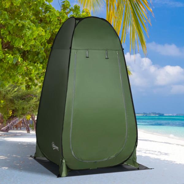 Tenda de Duche Tenda de Privacidade Portátil com 1 Gancho Bolso Bolsa de Transporte e UV20+ 126x124x189 cm Verde
