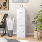 Gaveteiro de Escritório com 4 Gavetas Fechadura e Suportes Ajustáveis para Documentos A4 e Letter Branco 40x42x130,8 cm Branco