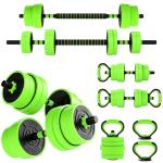 Conjunto de Halteres 30 kg 4 em 1 Conjunto de Pesos com Kettlebell Barra de Pesos para Treino de Força em Casa Ginásio Verde