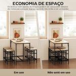 Conjunto de Mesa de Bar com 4 Bancos com Apoio para os Pés Conjunto de Móveis de 5 Peças Mesa de 100x60x88cm e Bancos de 32x32x57cm para Sala de Jantar Cozinha Preto e Carvalho
