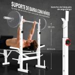 Banco de Musculação Multifuncional Inclinável com Suporte para Barra Ajustável Extensão de Pernas Curl de Predicador 180x134x113 - 136 cm Preto