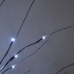 Árvore de Vidoeiro Artificial 150 cm com 96 LEDs Branco Frio, Neve Artificial, Base Metálica e Decoração de Natal Castanha