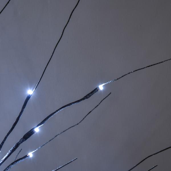 Árvore de Vidoeiro Artificial 150 cm com 96 LEDs Branco Frio, Neve Artificial, Base Metálica e Decoração de Natal Castanha
