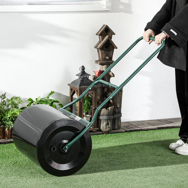 Rolo de gramado para jardim com capacidade de 60L preenchível com areia ou água de 50 cm de diâmetro preto