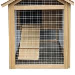 Galinheiro de Madeira de Abeto para Exterior Gaiola para 2 - 3 Galinhas com Cercado de Arame Teto Abatível Caixa Ninho Bandeja Removível e Rampa 150,5x54x87 cm Natural