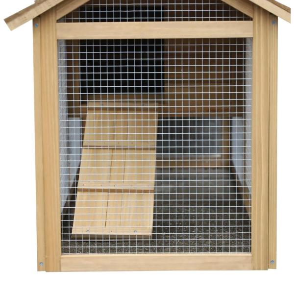 Galinheiro de Madeira de Abeto para Exterior Gaiola para 2 - 3 Galinhas com Cercado de Arame Teto Abatível Caixa Ninho Bandeja Removível e Rampa 150,5x54x87 cm Natural