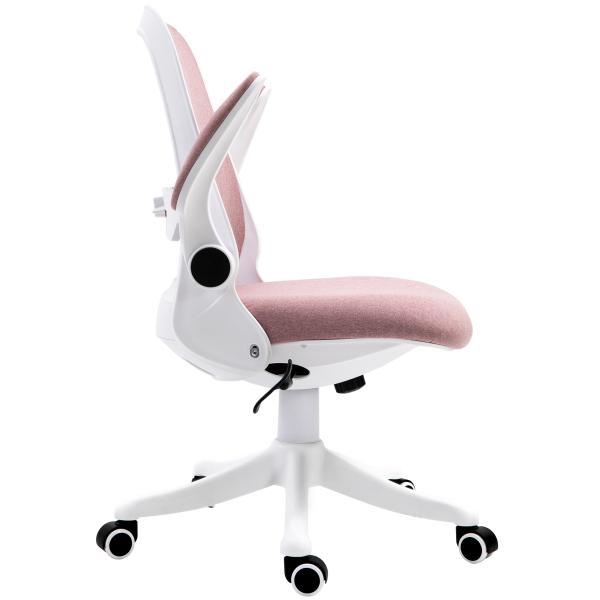 Cadeira de Escritório Giratória Função de Inclinação Altura Ajustável Ergonômica com Apoio de Braço Elevavel Carga 120 kg62,5x60x94 - 104 cm Rosa