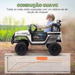 Carro Elétrico para Crianças com Bateria de 12V Controlo Remoto Faróis LED Buzina e Música 100x63x65 cm Branco