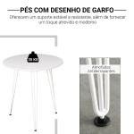 Mesa de Sala de Jantar Redonda com Pés em Forma de Garfo Metálicos Estilo Moderno para Cozinha Sala de Estar Cafeteria Ø70x75cm Branco