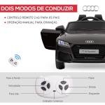 Carro Elétrico Audi TT para Crianças acima de 3 Anos com Controlo Remoto Música e Luzes Bateria 12V 102x60x44 cm Preto