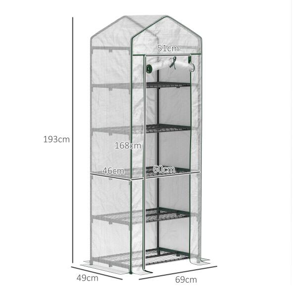 Estufa de Jardim Vertical 69x49x193 cm com 5 Prateleiras Estufa para Plantas e Cultivos com Cobertura Transparente de PE Verde