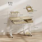 Secretária para Computador com Bandeja para Teclado e Gaveta, Mesa de Estudo para Escritório, 90x50x100 cm, Carvalho
